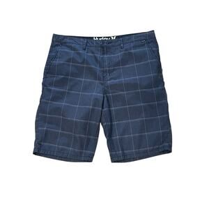 Hurley Casual Chino Shorts Men’s 38 Gray Plaid Bermuda Board Beach Skater -EUC